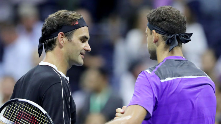 Roger Federer and Grigor Dimitrov in New York on Tuesday