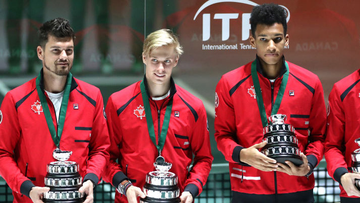 Frank Dancevic mit Denis Shapovalov und Félix Auger-Aliassime Frank Dancevic with Denis Shapovalov and Félix Auger-Aliassime