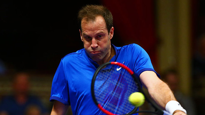 Greg Rusedski hits the ball quite well