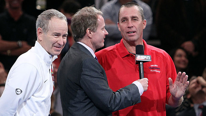John McEnroe und Ivan Lendl - Jahre später mit Patrick McEnroe im Madison Square Garden John McEnroe and Ivan Lendl - years later with Patrick McEnroe in Madison Square Garden