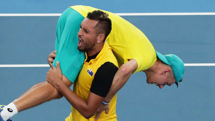 Two people who get along well: Nick Kyrgios and Alex de Minaur