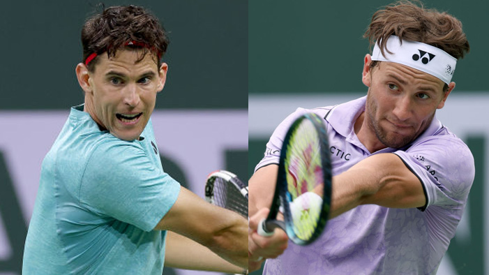 Dominic Thiem and Casper Ruud serve together in doubles for the first time