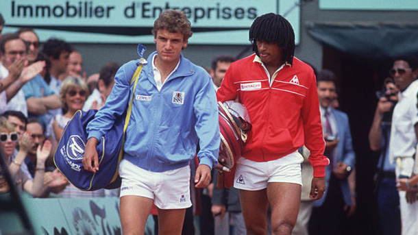 Der Einmarsch vor 40 Jahren: Mats Wilander und Yannick Noah im Stade Roland Garros