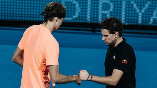 Dominic Thiem und Alexander Zverev im vergangenen Jahr bei einem Schaukampf Dominic Thiem und Alexander Zverev im vergangenen Jahr bei einem Schaukampf