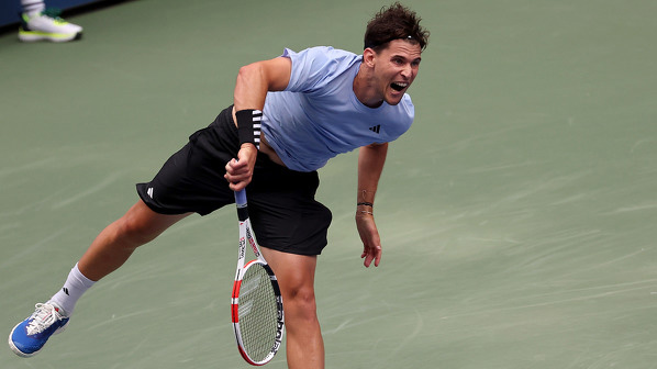 Dominic Thiem bei seinem bislang letzten Match in Flushing Meadows gegen Ben Shelton Dominic Thiem bei seinem bislang letzten Match in Flushing Meadows gegen Ben Shelton
