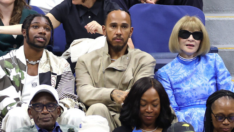 Noah Lyles, Lewis Hamilton und Anna Wintour am Samstag bei den US Open 2024 Noah Lyles, Lewis Hamilton und Anna Wintour am Samstag bei den US Open 2024