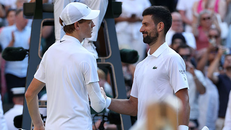 Jannik Sinner und Novak Djokovic zuletzt in Wimbledon Jannik Sinner und Novak Djokovic zuletzt in Wimbledon
