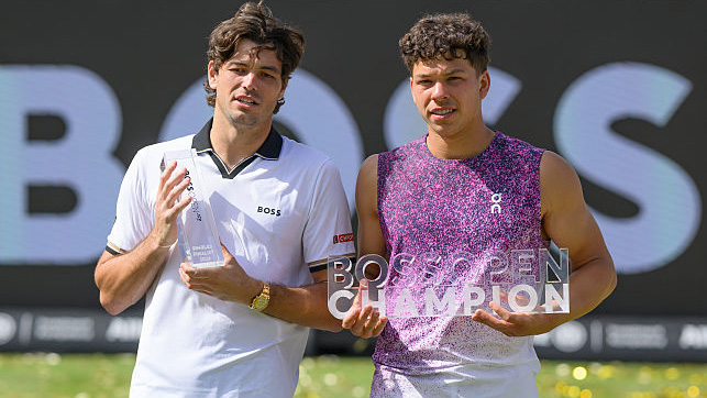Taylor Fritz und Ben Shelton am Sonntag bei den BOSS OPEN in Stuttgart Taylor Fritz und Ben Shelton am Sonntag bei den BOSS OPEN in Stuttgart